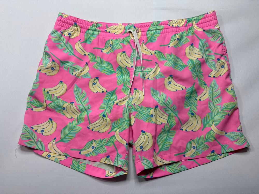 Chubbies Men's Pink Tropical Banana Lined‎ Swim Trunks Shorts - Size XL (38x5.5)